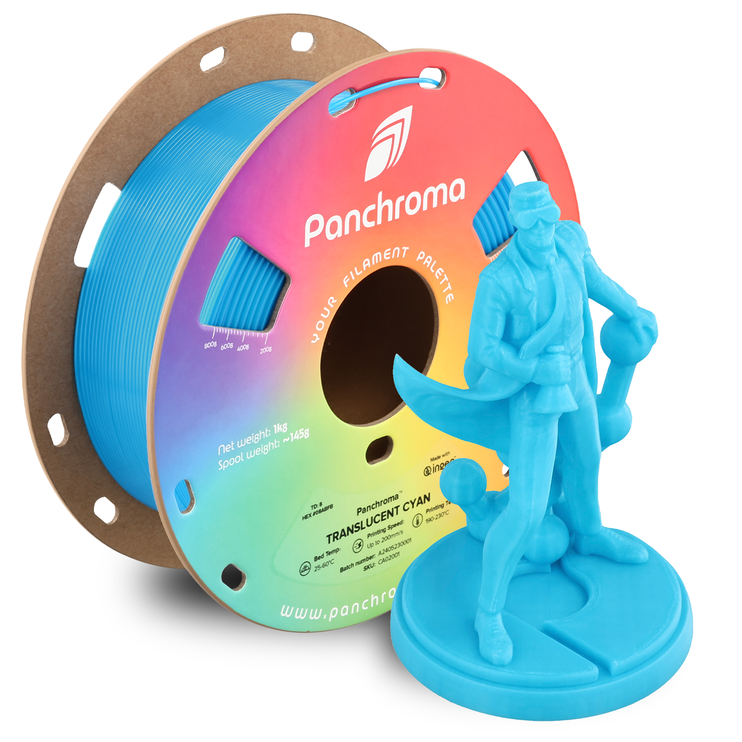 Panchroma Translucent 1kg - Translucent Cyan Filament - view 5