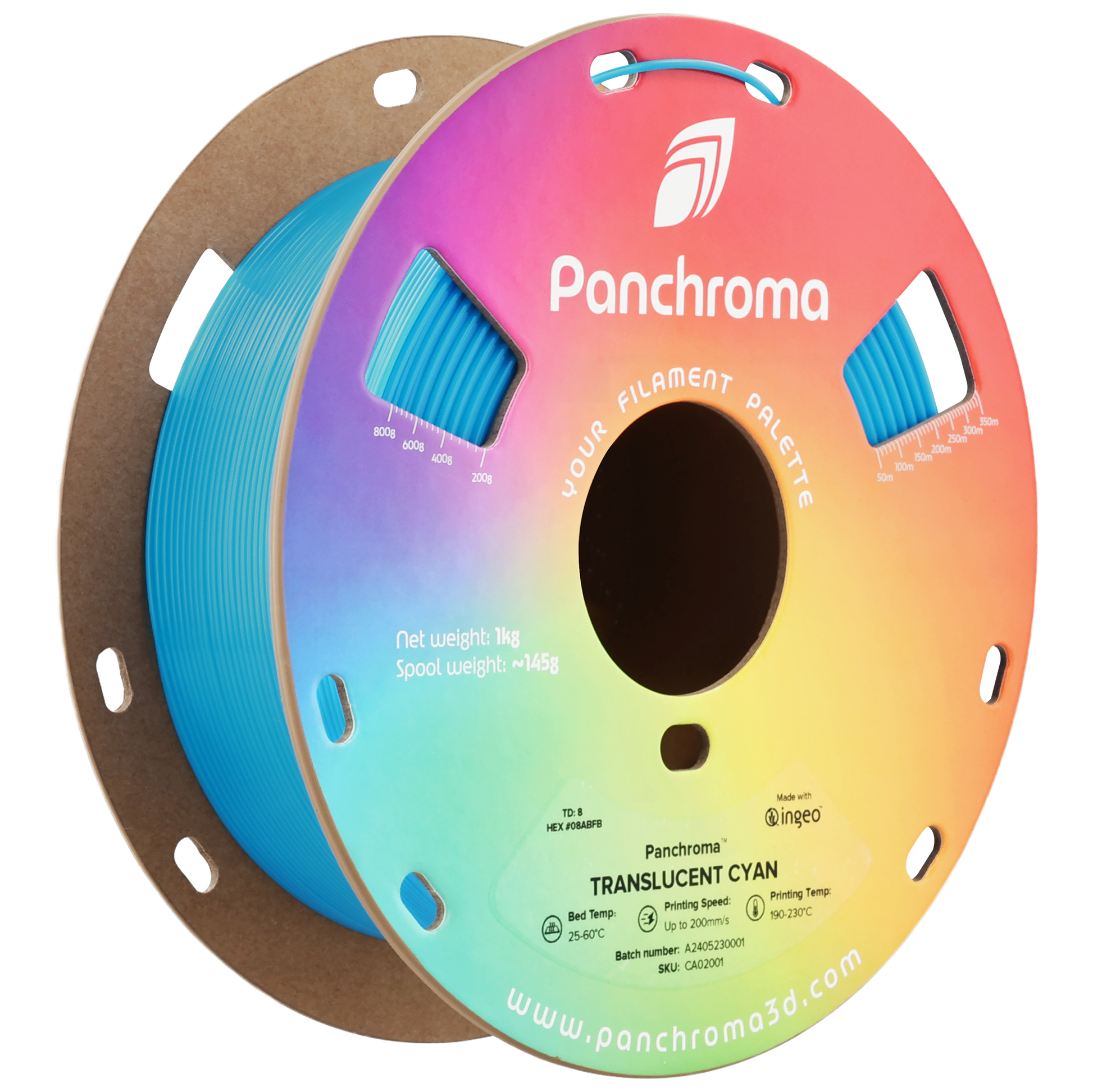 Panchroma Translucent 1kg - Translucent Cyan Filament - view 7