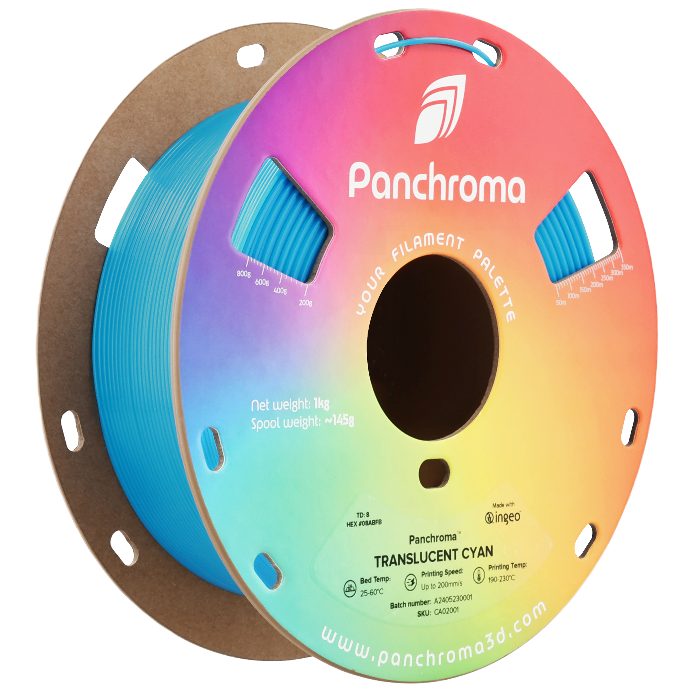 Panchroma Translucent 1kg - Translucent Cyan Filament - view 7