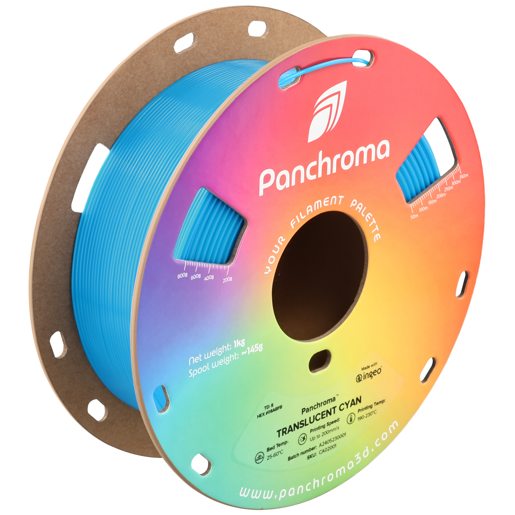 Panchroma Translucent 1kg - Translucent Cyan Filament