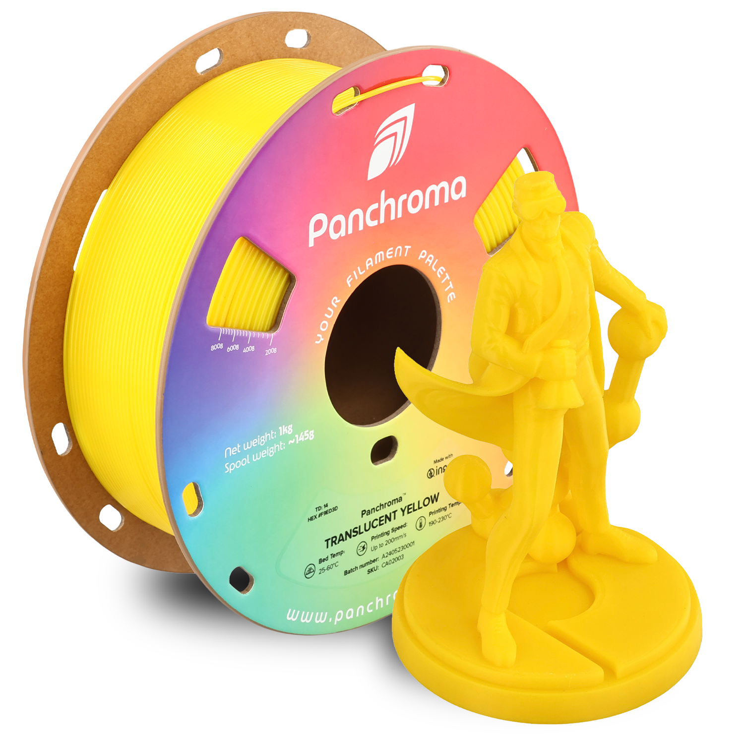 Panchroma Translucent 1kg - Translucent Yellow Filament - view 3