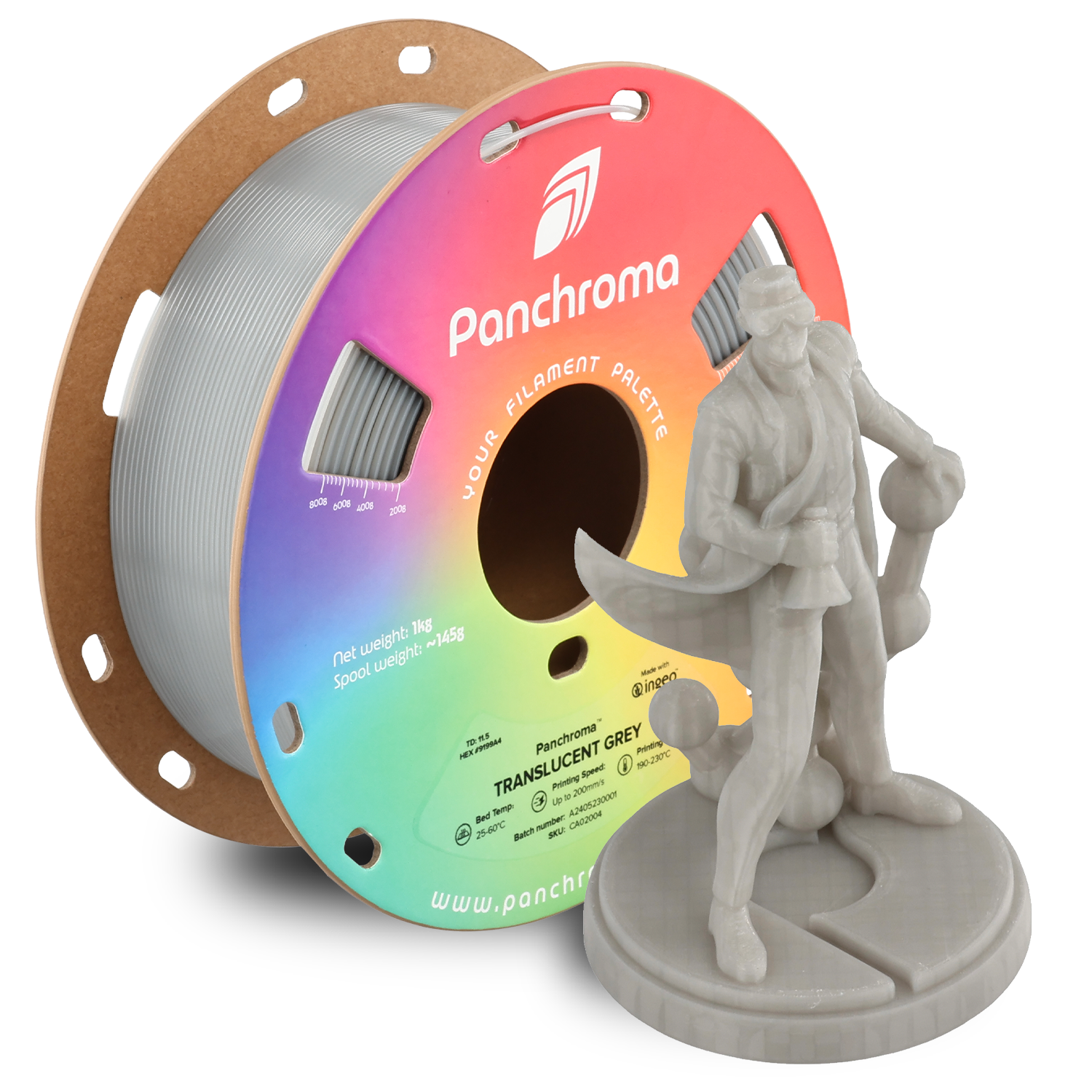 Panchroma Translucent 1kg - Translucent Grey Filament - view 3
