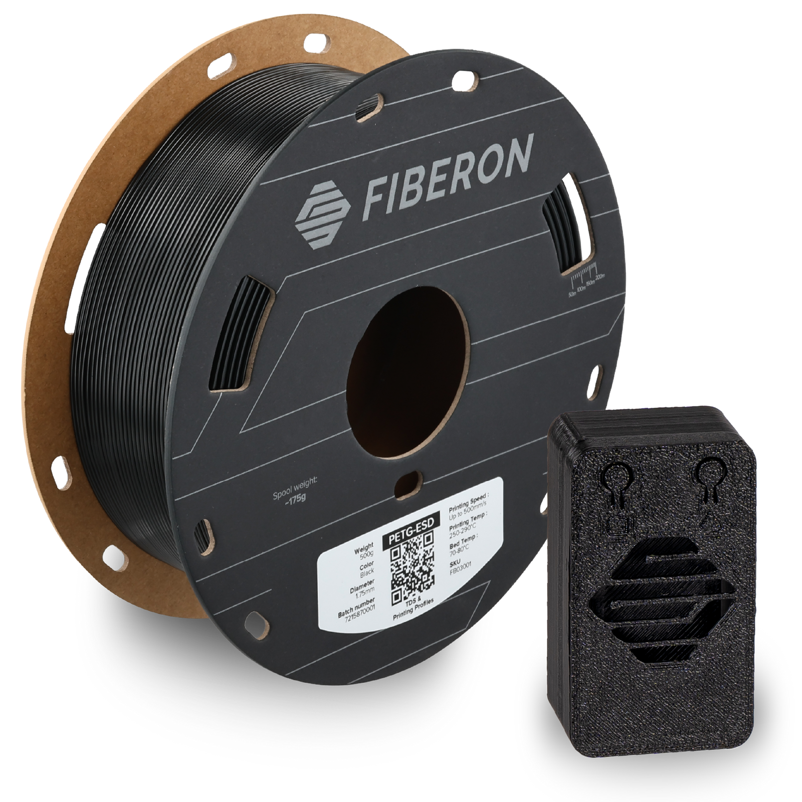 Fiberon™ PETG-ESD Black 500g 1.75mm (Static Dissipative)