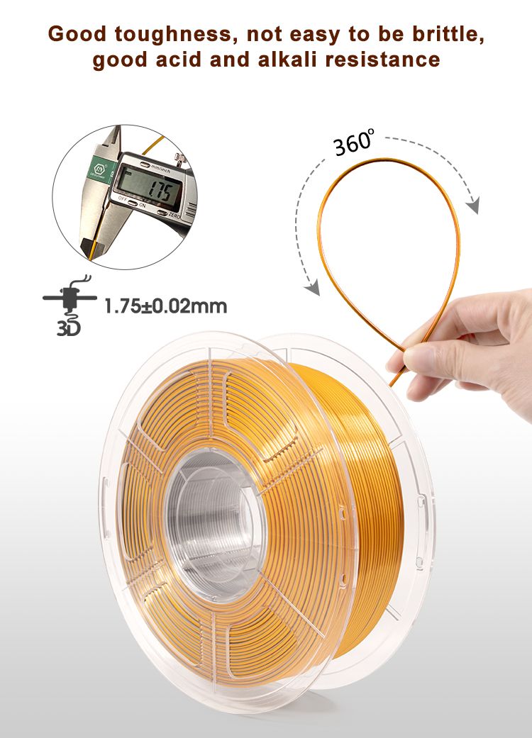 iSANMATE Silk [Gold-Silver-Copper] Pla Tri Colour 1.75mm Filament 1kg roll - view 8