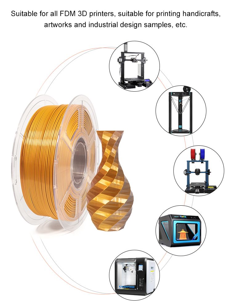 iSANMATE Silk [Gold-Silver-Copper] Pla Tri Colour 1.75mm Filament 1kg roll - view 10
