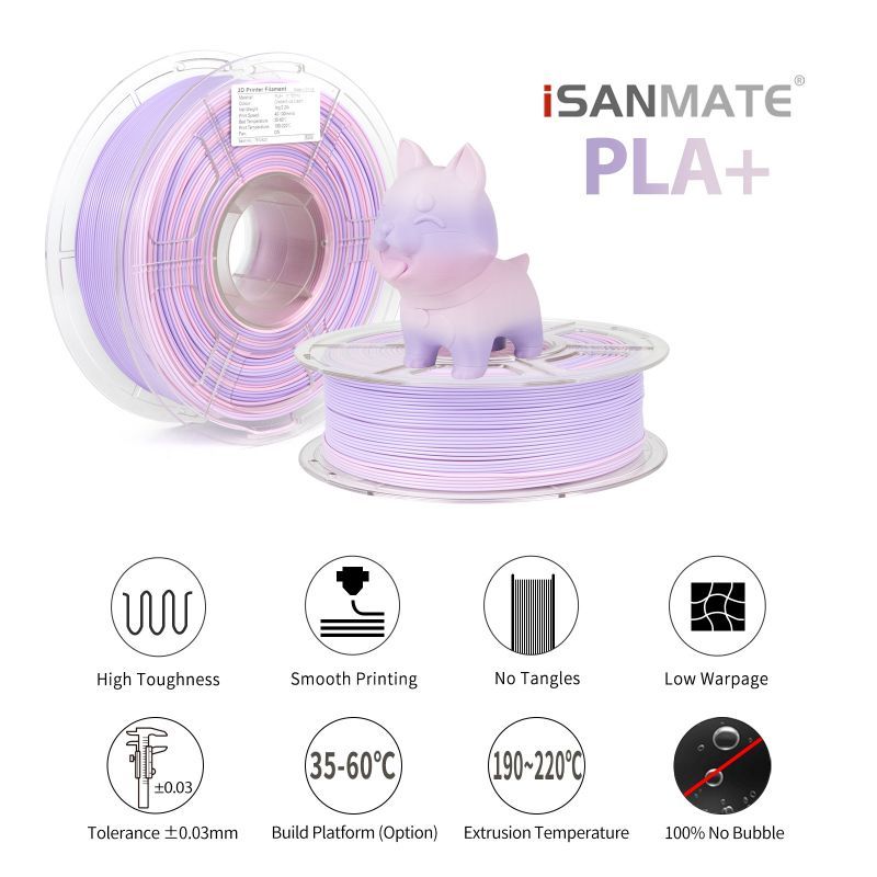 iSANMATE PLA+ [Ice Cream] Matte GRADIENT 1.75mm Filament 1kg roll