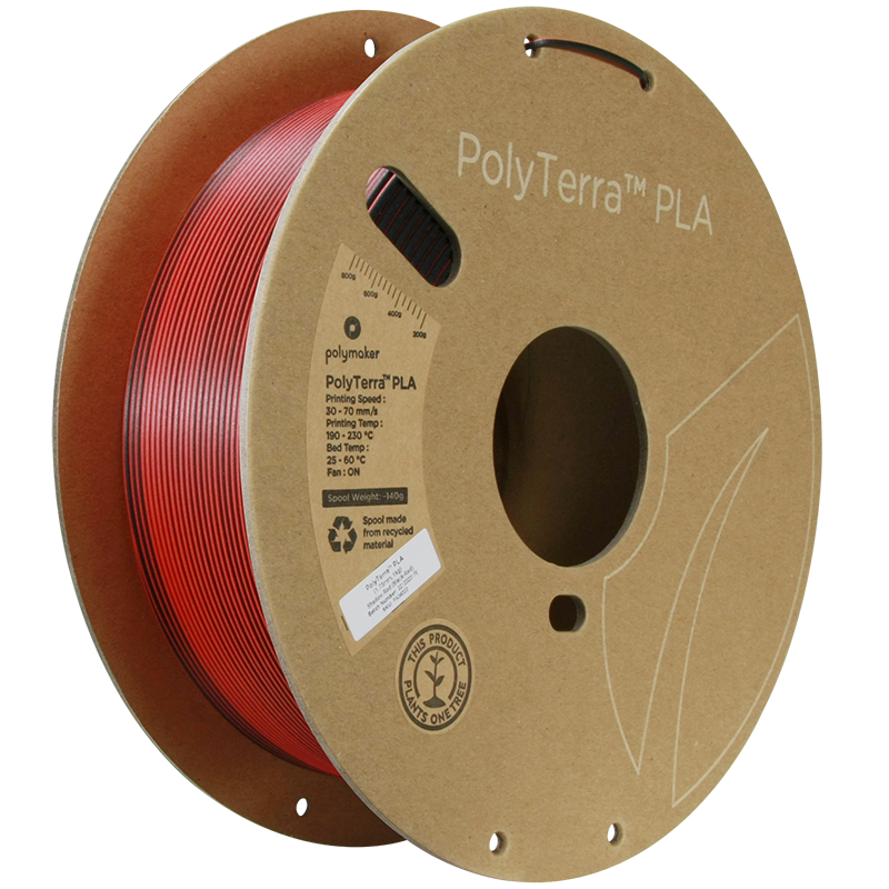 PolyTerra PLA Dual 1kg- Shadow Red (Black-Red) Filament - view 4