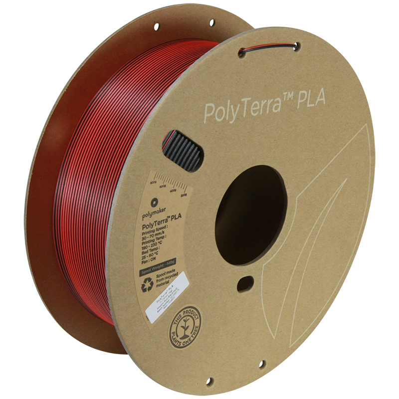 PolyTerra PLA Dual 1kg- Shadow Red (Black-Red) Filament