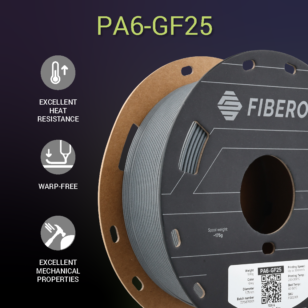 Fiberon PA6-GF25 Nylon Glass Fiber Grey 1.75mm 500g (aka PolyMide) Filament - view 2