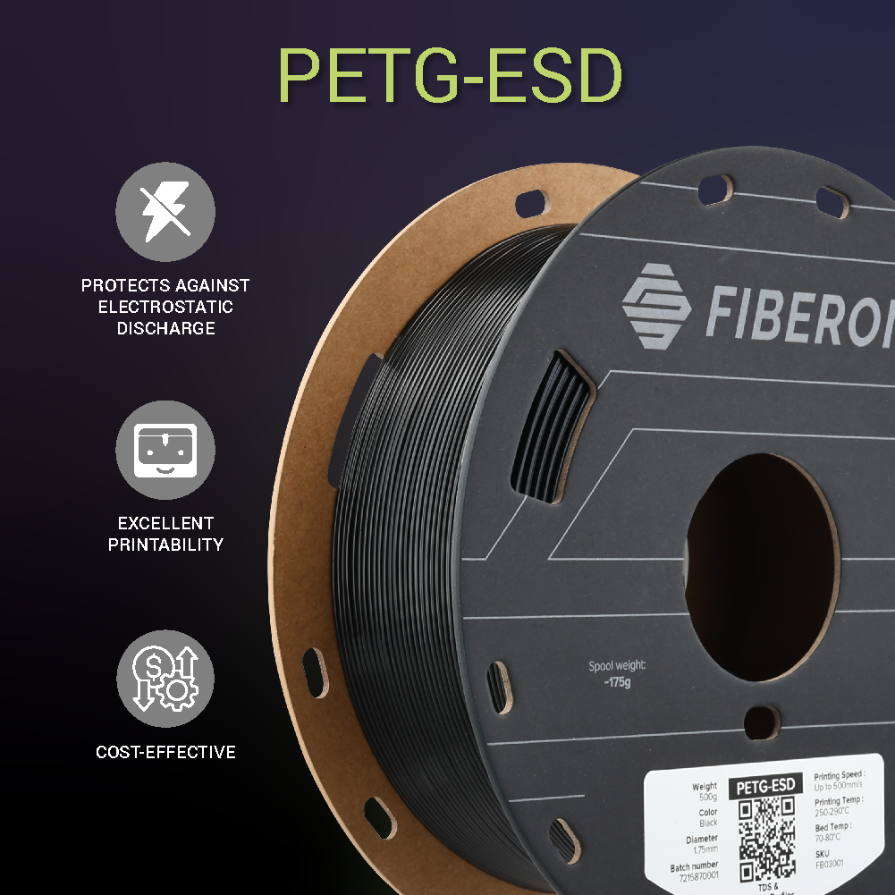 Fiberon™ PETG-ESD Black 500g 1.75mm (Static Dissipative)