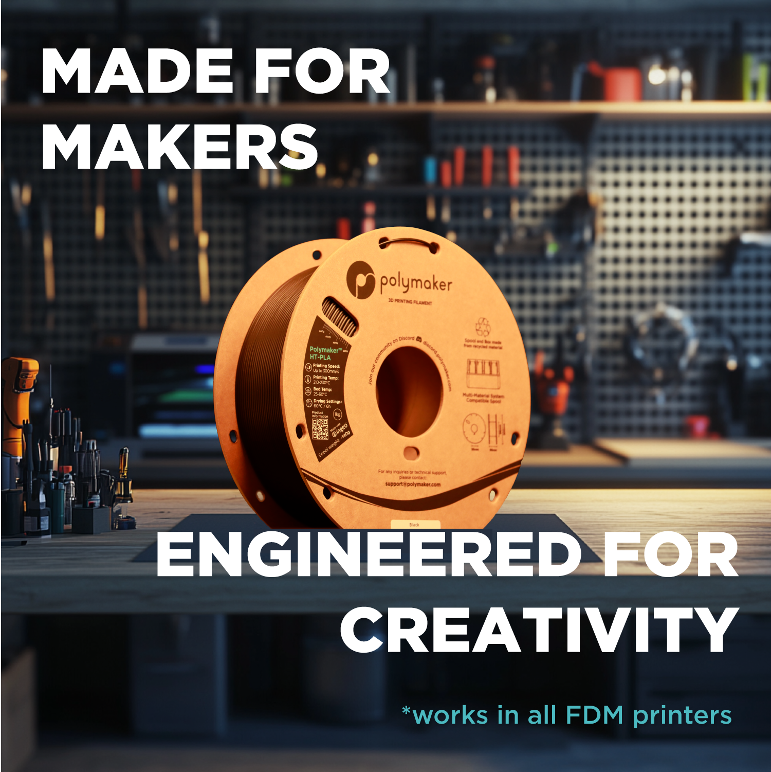 Polymaker High Temp HT-PLA-Glass Fiber 1kg Rolls