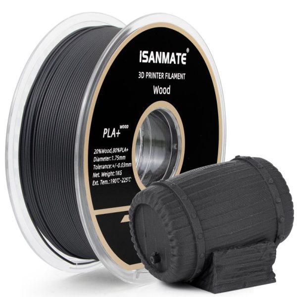 iSANMATE PLA+ BLACK EBONY WOOD 1.75mm Filament