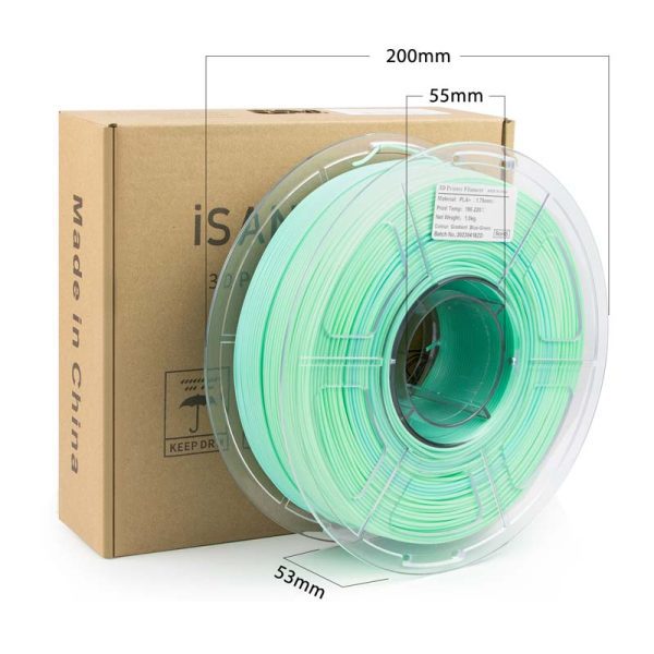 iSANMATE PLA+ [BLUE-GREEN] MATTE GRADIENT 1.75mm Filament 1kg roll
