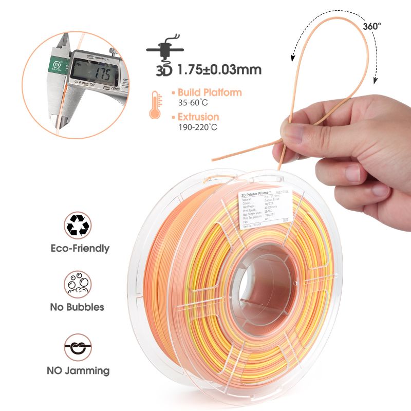 iSANMATE PLA+ [Sunset] Matte GRADIENT 1.75mm Filament 1kg roll