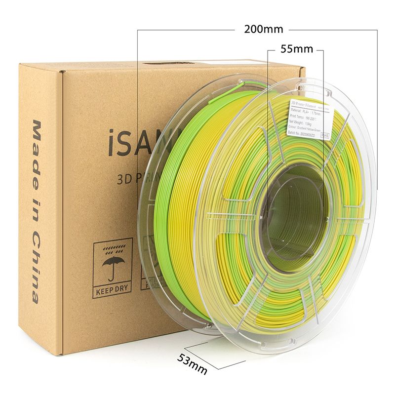 iSANMATE PLA+ [YELLOW-GREEN] Matte GRADIENT 1.75mm Filament 1kg roll