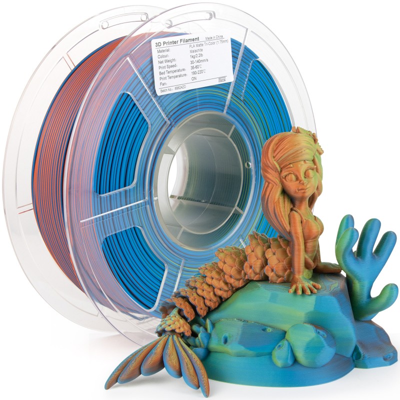 iSANMATE PLA+ [Malachite] Matte Tri Colour 1.75mm Filament 1kg roll