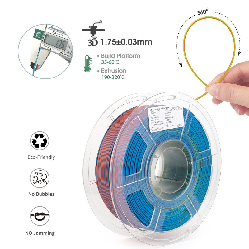 iSANMATE PLA+ [Malachite] Matte Tri Colour 1.75mm Filament 1kg roll