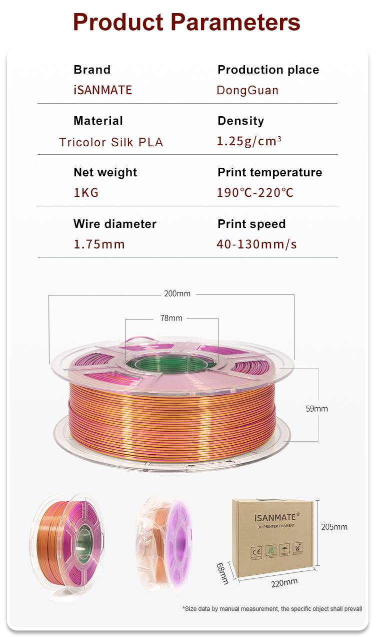 iSANMATE Silk [Purple-Green-Gold] Pla Tri Colour 1.75mm Filament 1kg roll