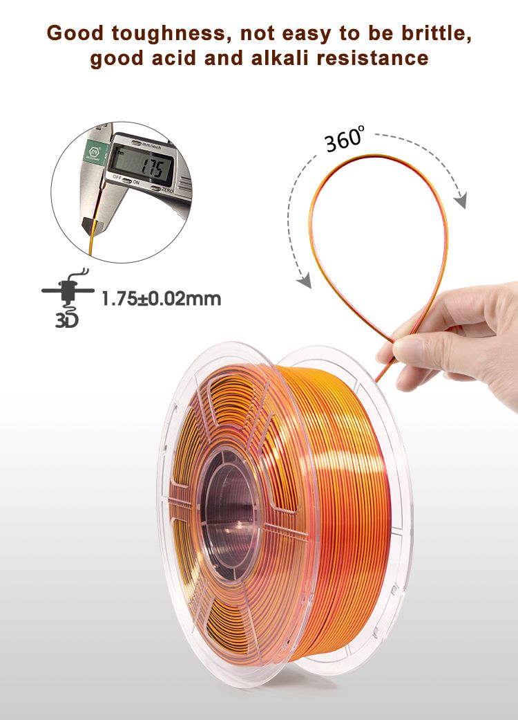 iSANMATE Silk [Red-Gold-Black] Pla Tri Colour 1.75mm Filament 1kg roll