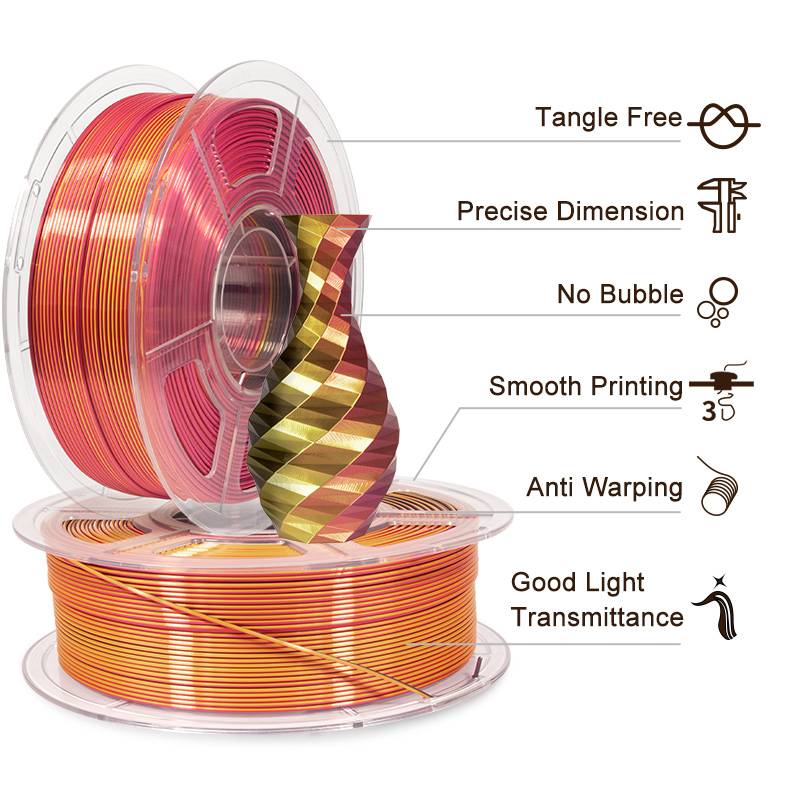 iSANMATE Silk [Red-Gold-Black] Pla Tri Colour 1.75mm Filament 1kg roll