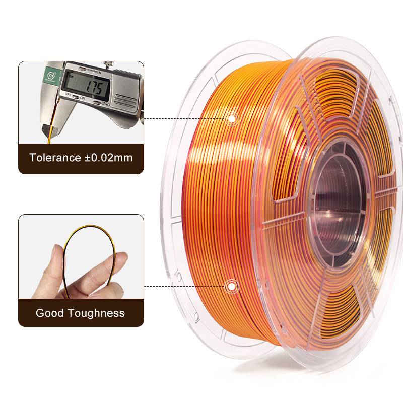 iSANMATE Silk [Red-Gold-Black] Pla Tri Colour 1.75mm Filament 1kg roll