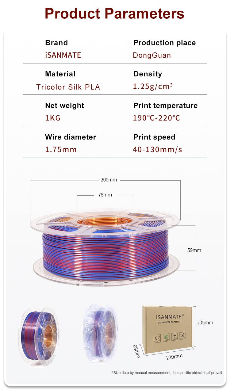 iSANMATE Silk [Red-Gold-Blue] Pla Tri Colour 1.75mm Filament 1kg roll