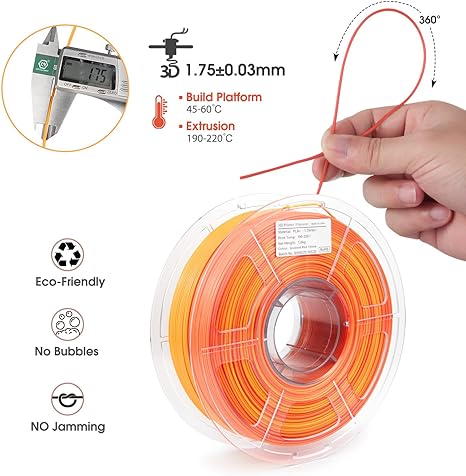 iSANMATE PLA+ [RED-ORANGE] Matte GRADIENT 1.75mm Filament 1kg roll
