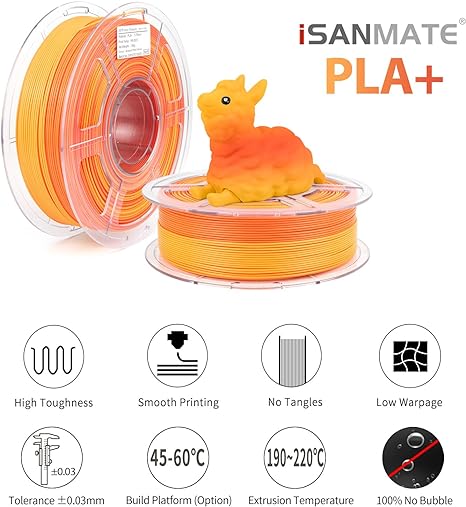 iSANMATE PLA+ [RED-ORANGE] Matte GRADIENT 1.75mm Filament 1kg roll