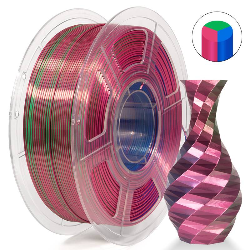 iSANMATE Silk [Rose Red-Green-Blue] Pla Tri Colour 1.75mm Filament 1kg roll