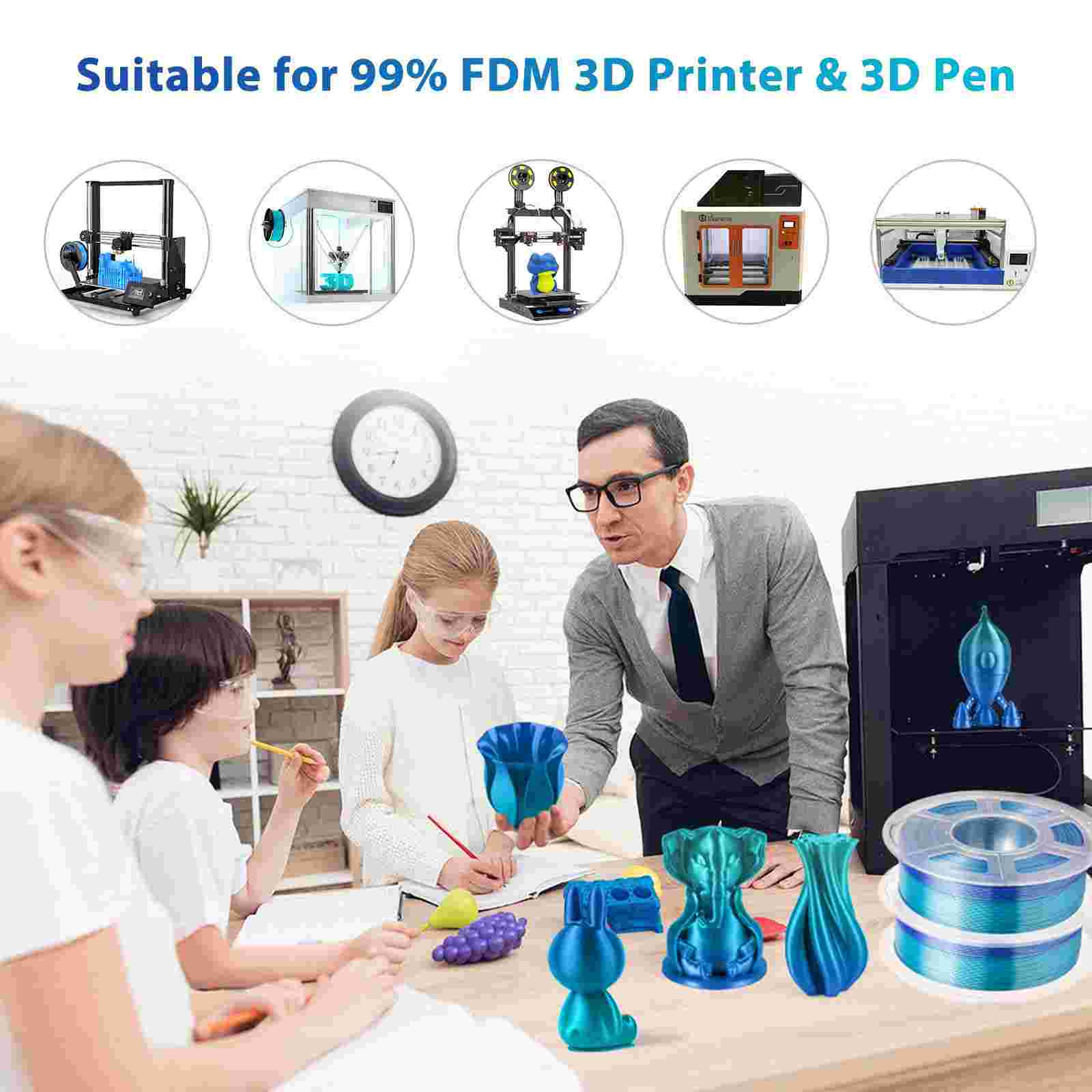 iSANMATE Silk Gradient Blue-Shiny Blue PLA 1.75mm Filament 1kg roll ...